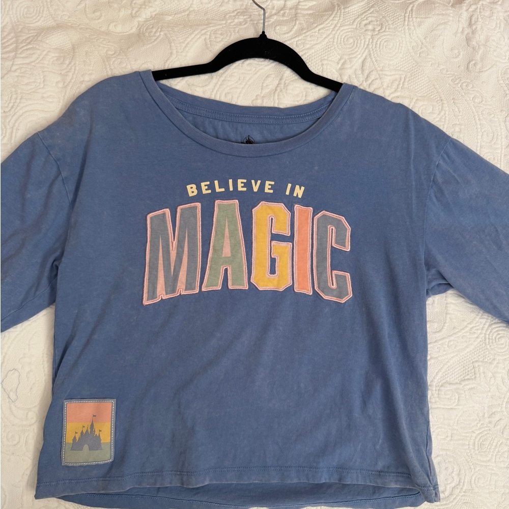 Disney Blue Cotton Crop T-shirt Magic